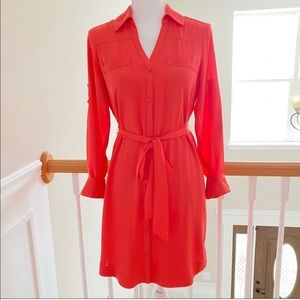Express Portofino Shirt Mini Dress Coral S